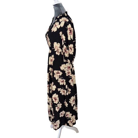Ba&Sh XS Black Floral Midi Dress - Picture 4 of 7